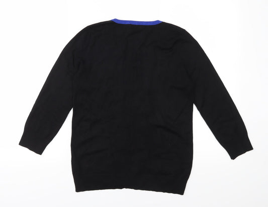 M&Co Womens Black Striped Knit Pullover Jumper Size 10