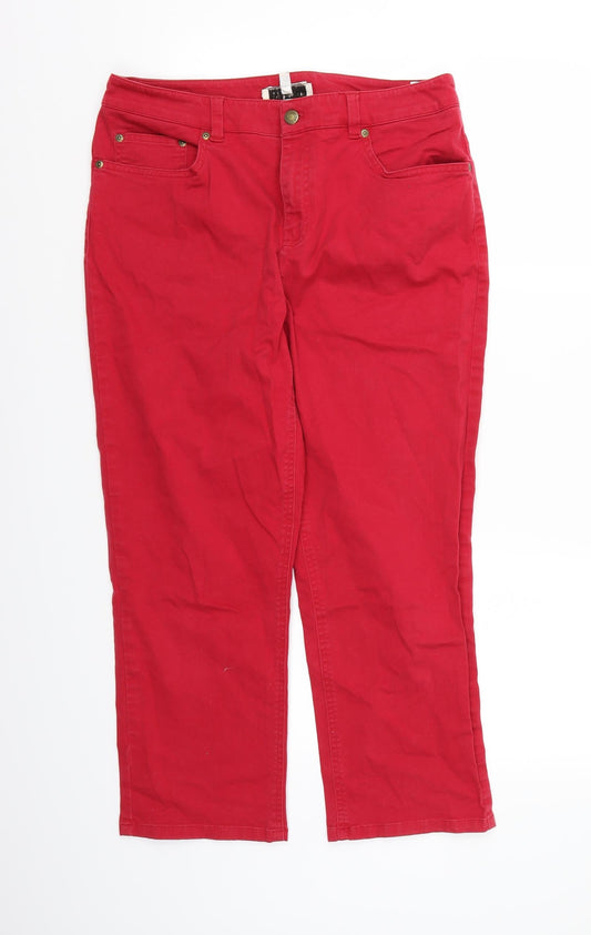 Jones New York Womens Red  Denim Cropped Jeans Size 10 L24 in