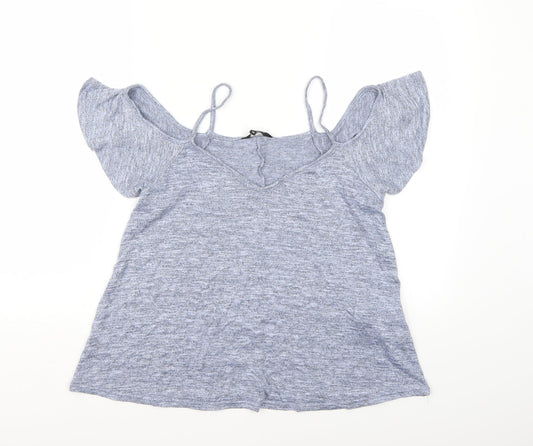New Look Womens Blue  Knit Basic T-Shirt Size 10