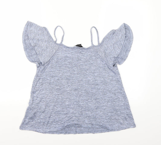 New Look Womens Blue  Knit Basic T-Shirt Size 10