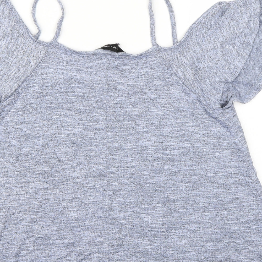 New Look Womens Blue  Knit Basic T-Shirt Size 10