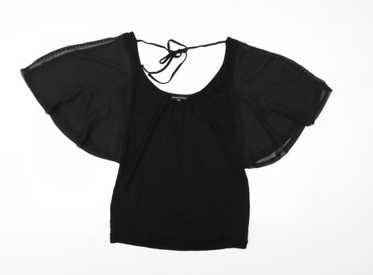 Warehouse Womens Black   Basic Blouse Size 8  - Batwing