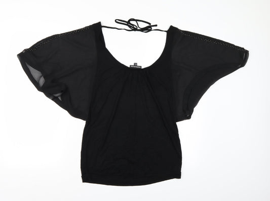 Warehouse Womens Black   Basic Blouse Size 8  - Batwing