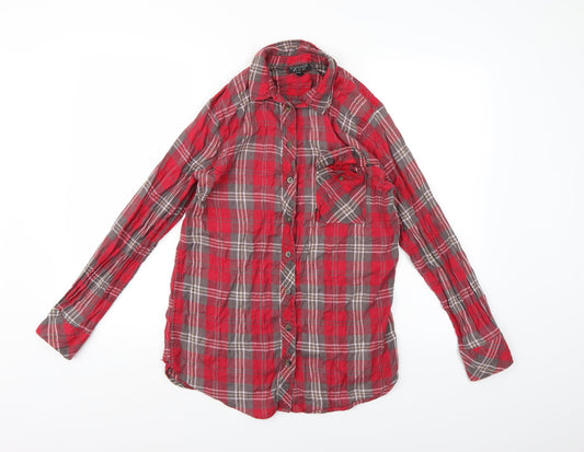 Topshop Womens Pink Check  Basic Button-Up Size 8