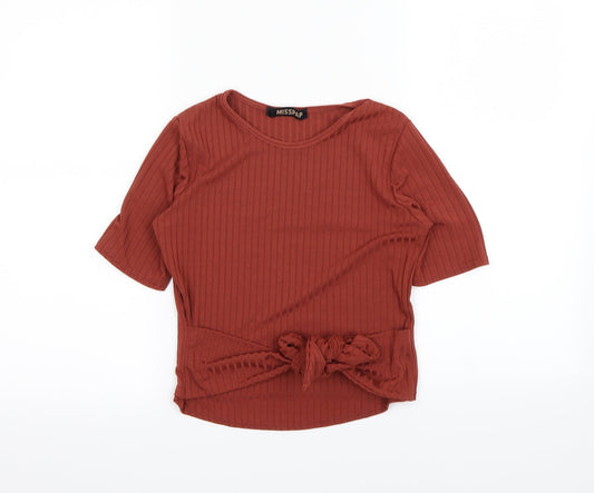 Misspap Womens Brown   Basic T-Shirt Size 10