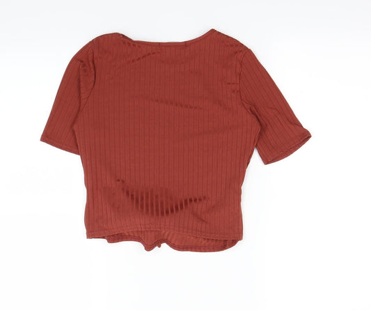 Misspap Womens Brown   Basic T-Shirt Size 10