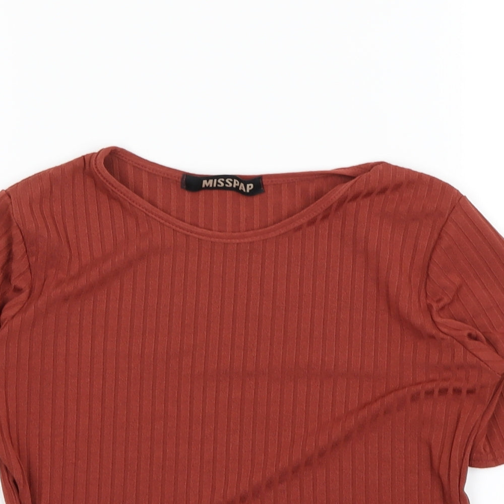 Misspap Womens Brown   Basic T-Shirt Size 10