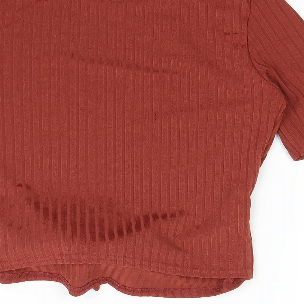 Misspap Womens Brown   Basic T-Shirt Size 10
