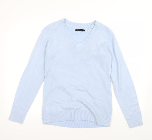 b. young Womens Blue   Henley Jumper Size S