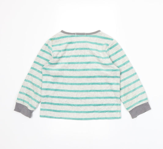 Monoprix Boys Green Striped  Basic T-Shirt Size 3 Years