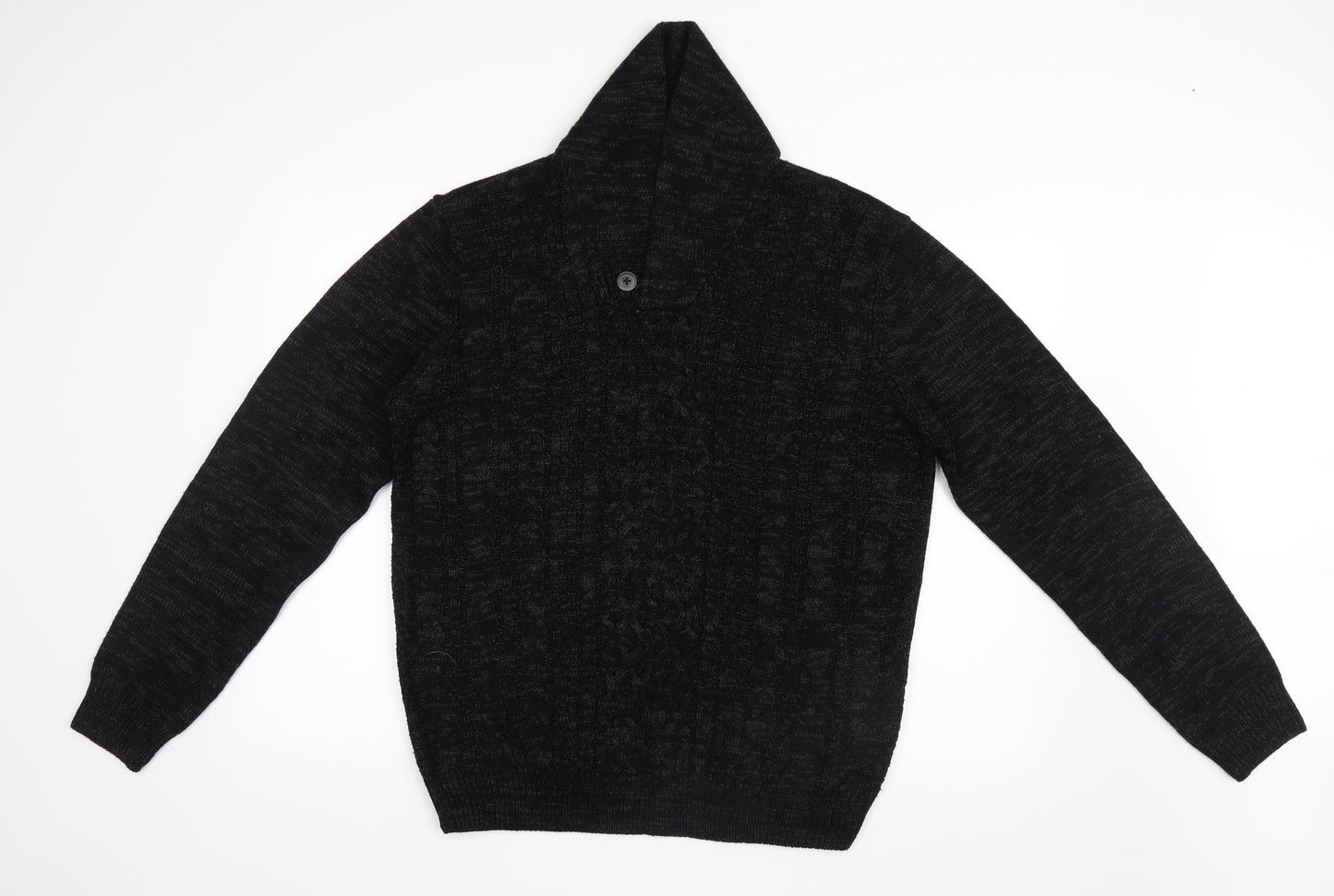 Peacocks Mens Black  Knit Jacket Coatigan Size L