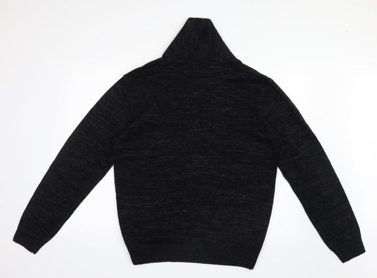 Peacocks Mens Black  Knit Jacket Coatigan Size L