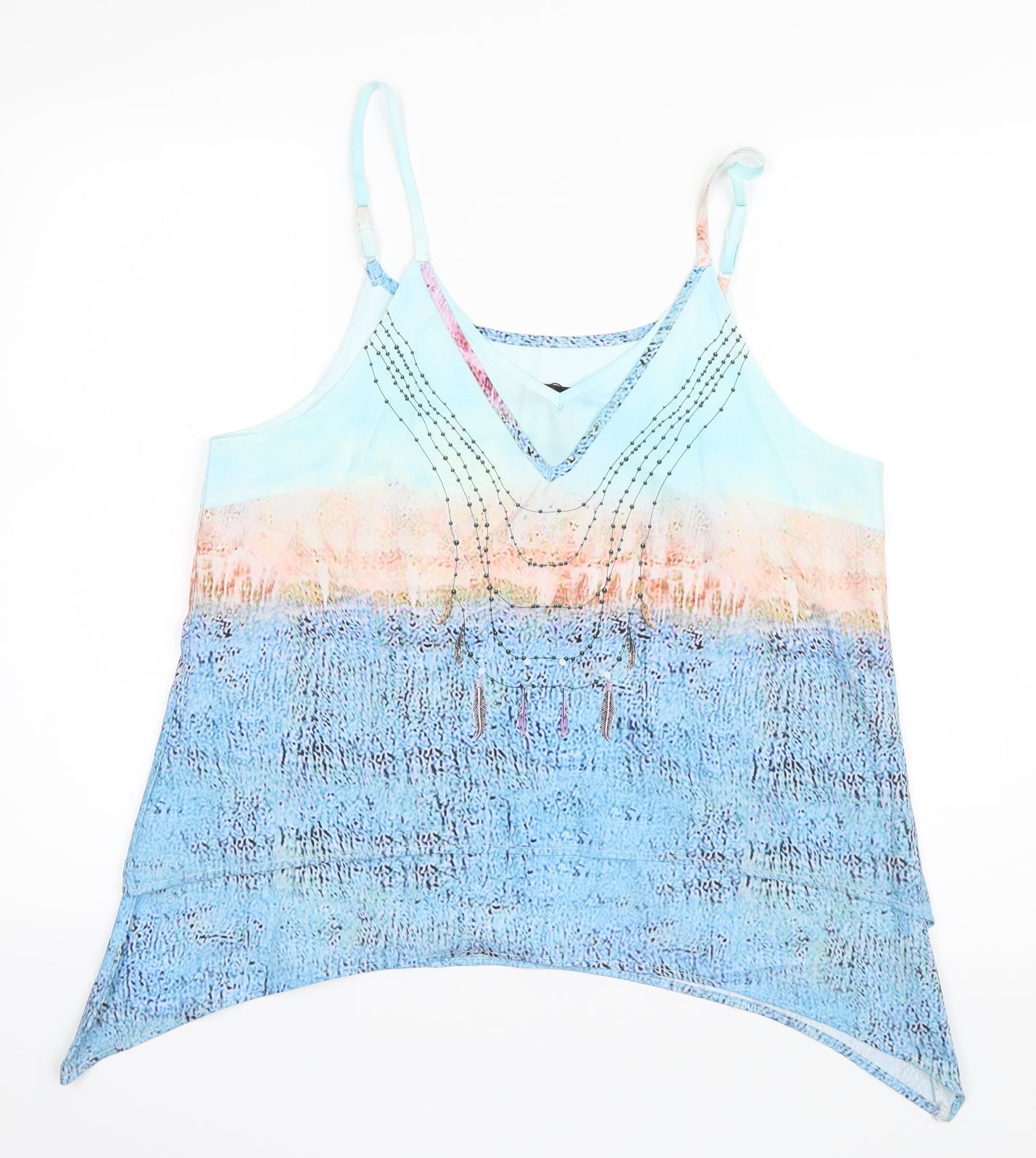Sheilay Womens Blue Geometric  Camisole Tank Size 6  - Layered