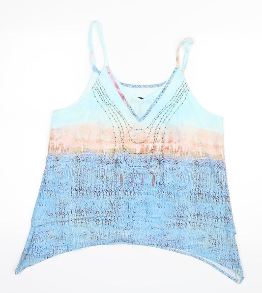 Sheilay Womens Blue Geometric  Camisole Tank Size 6  - Layered