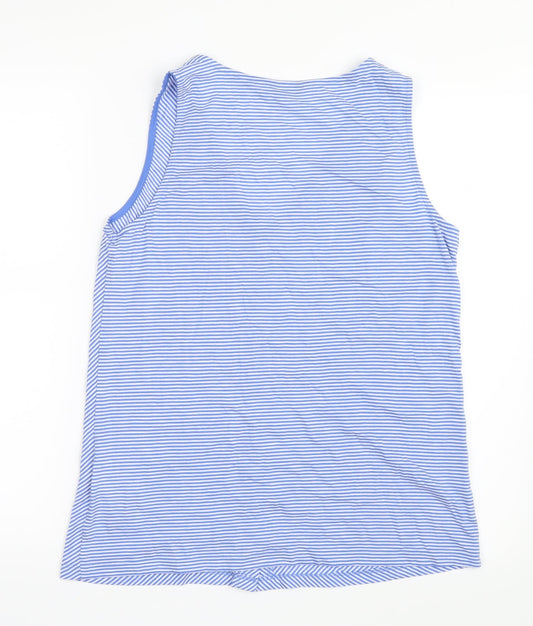 M&Co Womens Blue Striped  Basic Button-Up Size 12