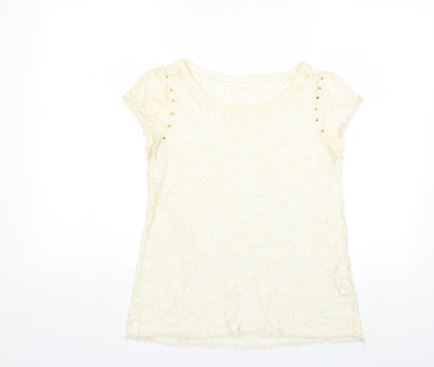 Zara Womens Ivory   Basic T-Shirt Size M