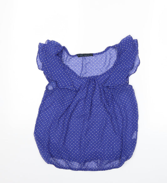 Zara Womens Blue Polka Dot  Basic Blouse Size XS