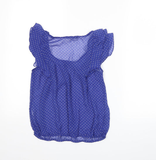 Zara Womens Blue Polka Dot  Basic Blouse Size XS