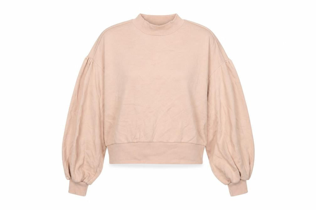 Front view of Monki women’s pink pullover sweatshirt, size XS