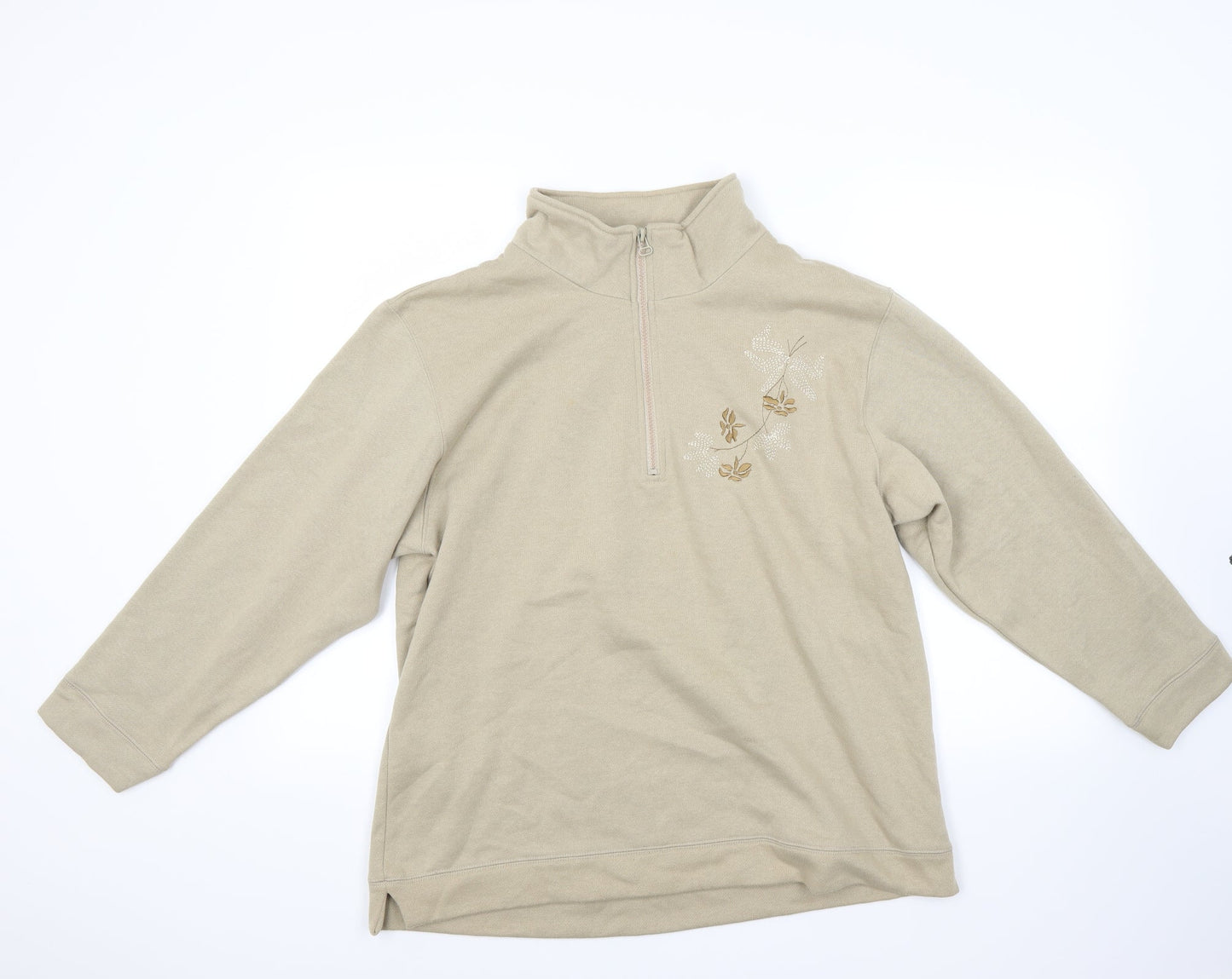 Bonmarché Womens Beige Floral  Pullover Sweatshirt Size M
