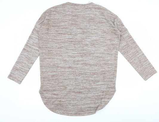 Select Womens Brown Striped Knit Pullover Jumper Size 10  - Cut Out Neckline