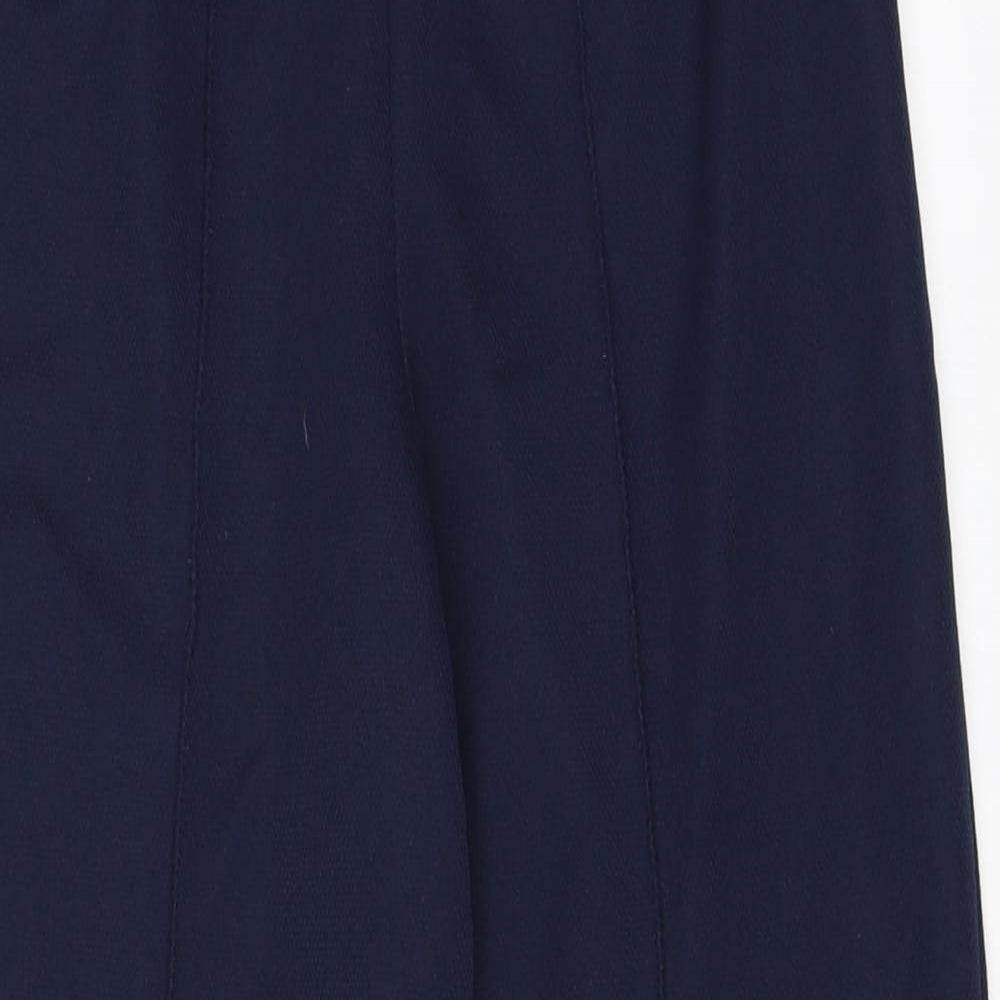 Close-up detail of Slimma women’s blue trousers, size UK 10, 24-inch leg