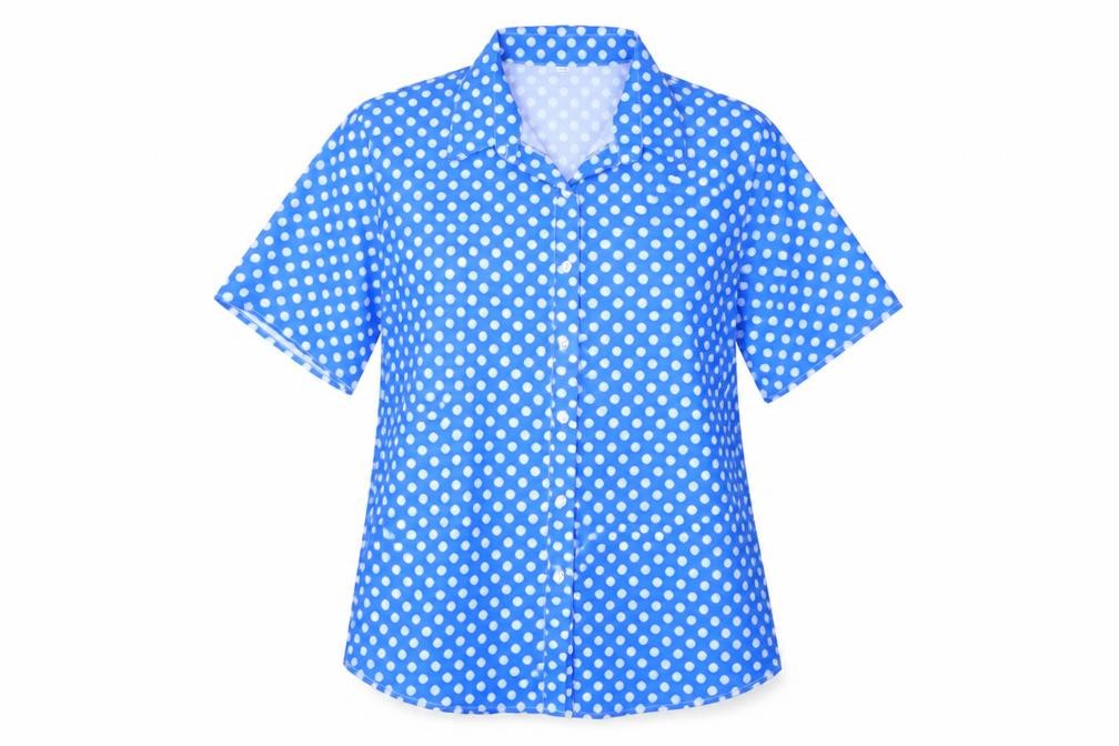 Preworn Womens Blue Polka Dot  Basic Button-Up Size 3XL