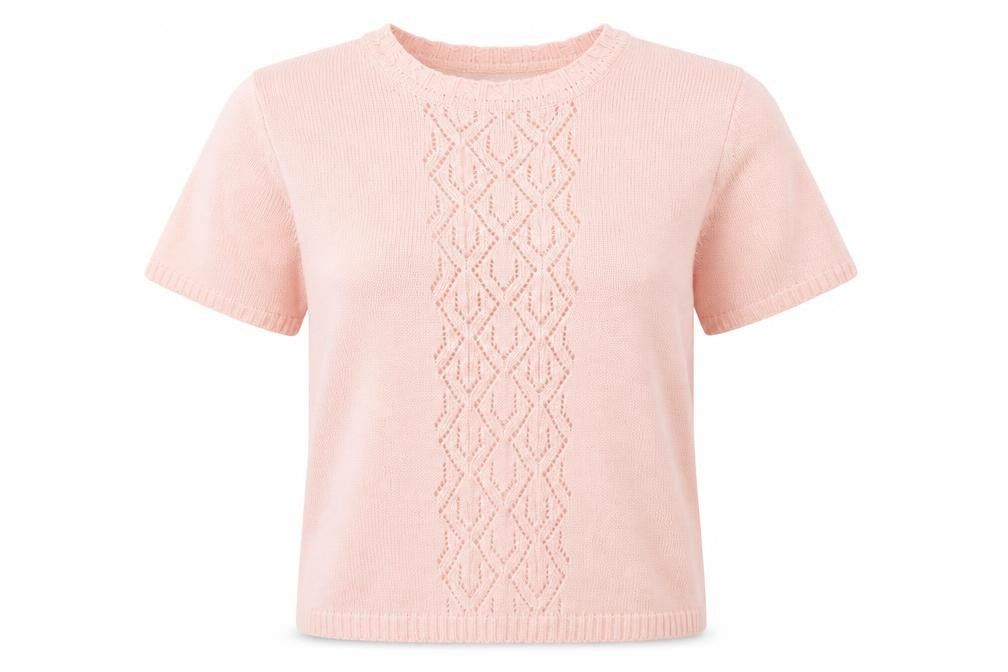 Front view of Bonmarché women’s pink basic t-shirt, size M