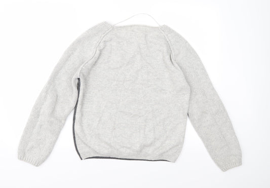NEXT Womens Grey Geometric Knit Pullover Jumper Size 14