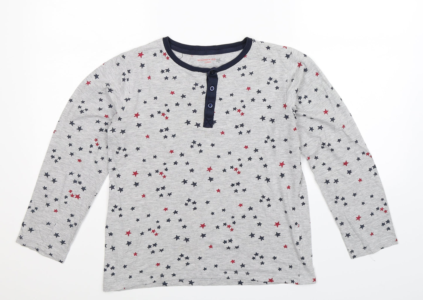 Monoprix Boys Grey Geometric   Pyjama Top Size 14 Years
