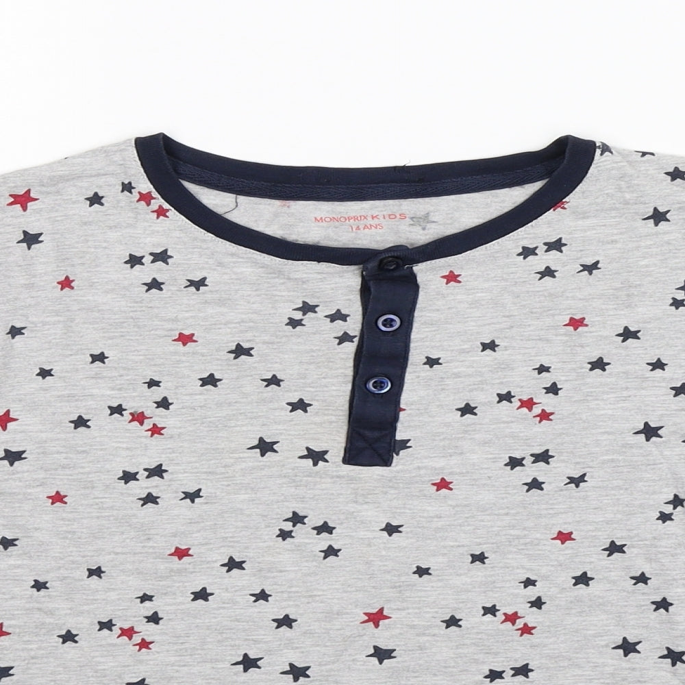 Monoprix Boys Grey Geometric   Pyjama Top Size 14 Years