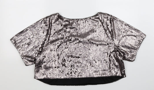 Boutique Womens Silver   Basic Blouse Size S  - Oversized