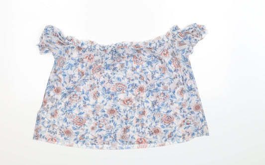 New Look Womens White Floral  Basic Blouse Size 12