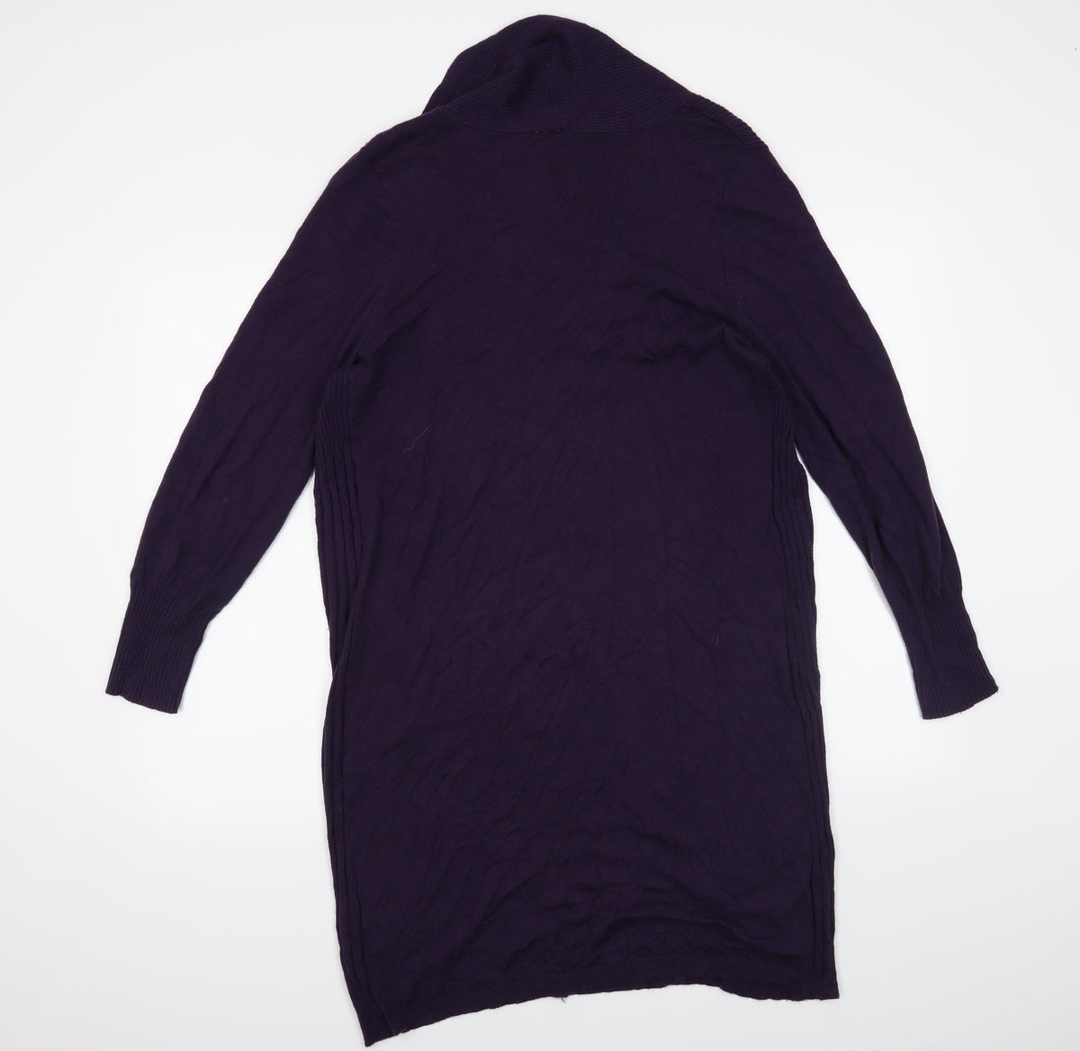 Back view of BHS women’s purple cardigan jumper, size UK 14