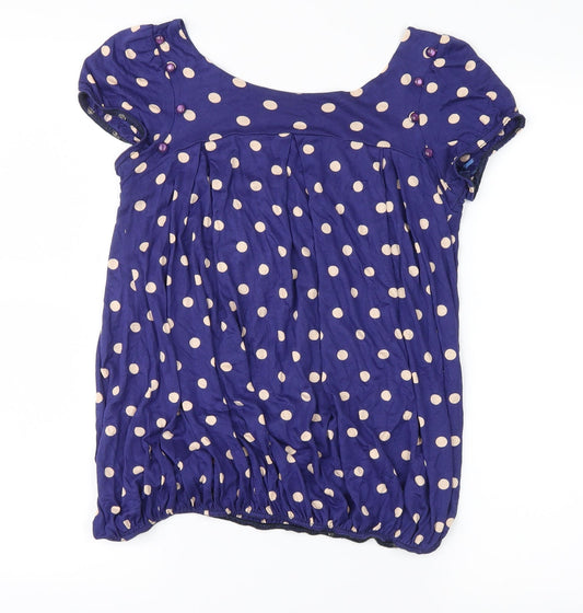 no brand Womens Blue Polka Dot  Basic Blouse Size 8