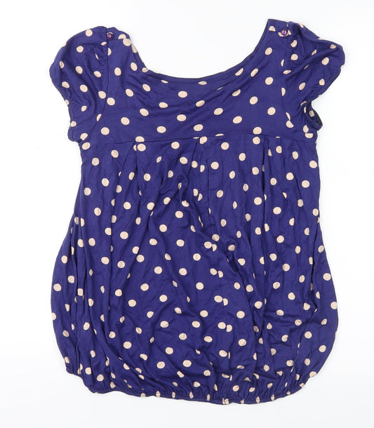 no brand Womens Blue Polka Dot  Basic Blouse Size 8