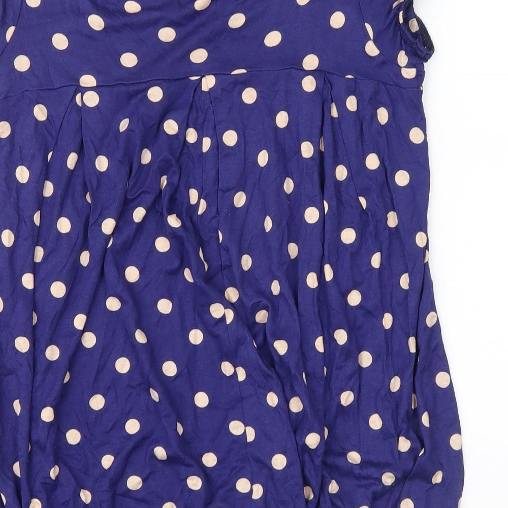 no brand Womens Blue Polka Dot  Basic Blouse Size 8