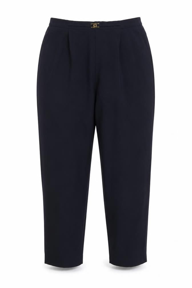 Front view of Classics women’s blue rayon trousers, size UK 20, 26-inch leg