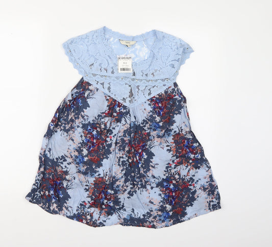 NEXT Womens Blue Floral Lace Basic Blouse Size 6