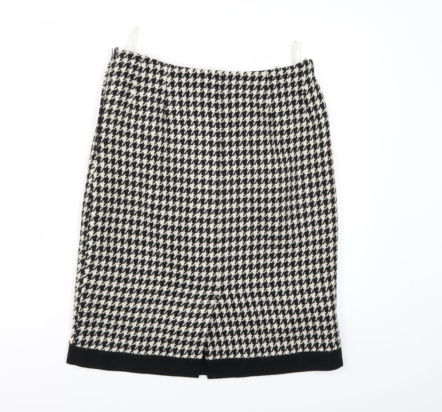 Preworn Womens Black Houndstooth  A-Line Skirt