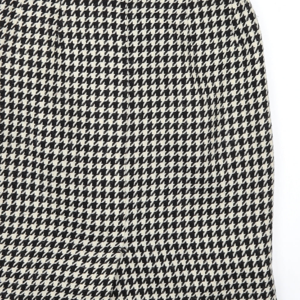 Preworn Womens Black Houndstooth  A-Line Skirt