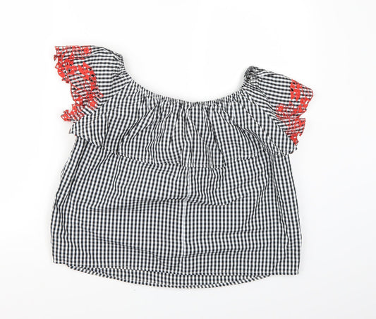 New Look Womens Black Check  Basic Blouse Size 8