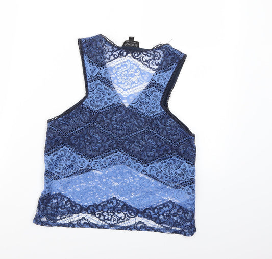Topshop Womens Blue  Lace Cropped Tank Size 8