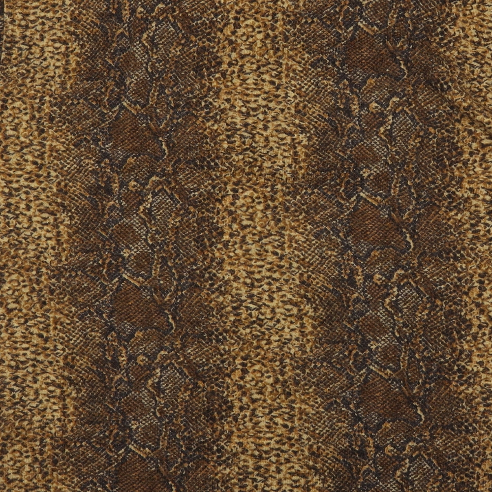 Adrienne Vittadini Womens Brown Animal Print  Basic T-Shirt Size 10