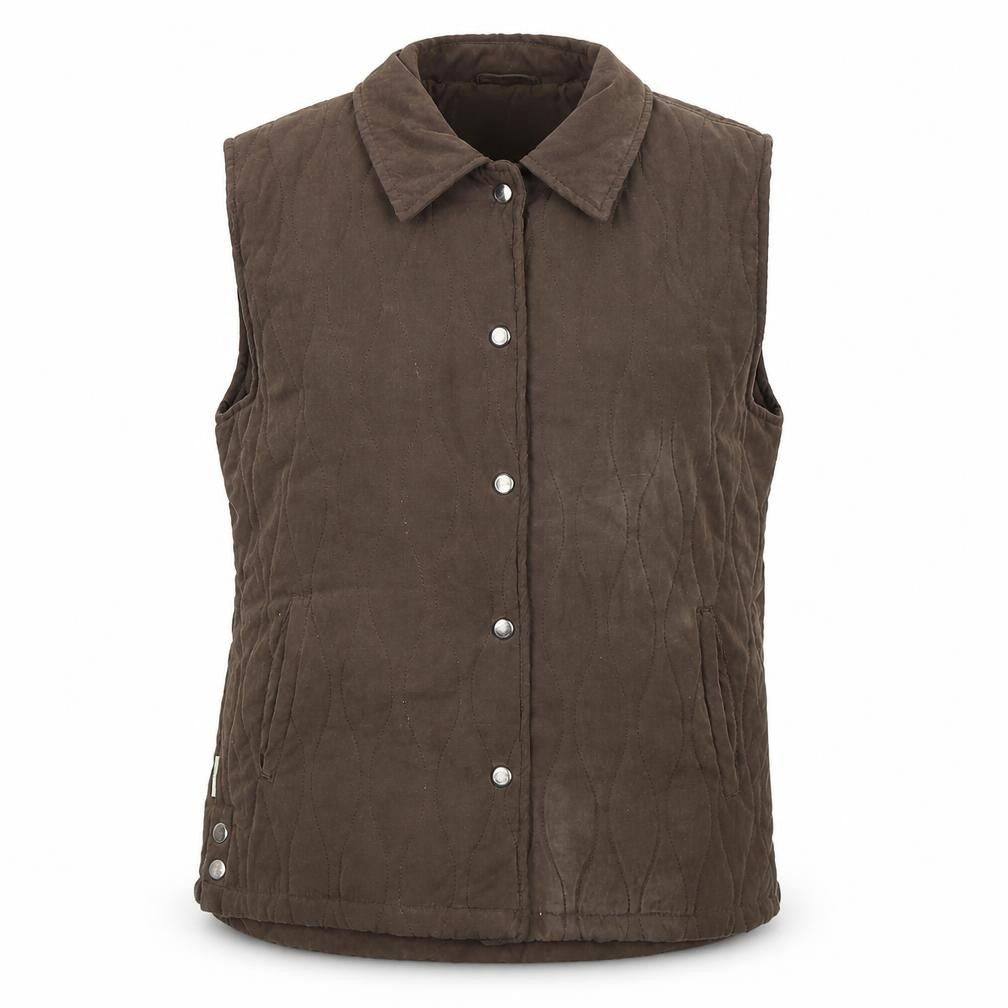 Front view of tayberry women’s brown gilet coat, size M