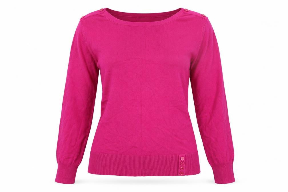 Front view of M&Co women’s pink knit jumper, size M