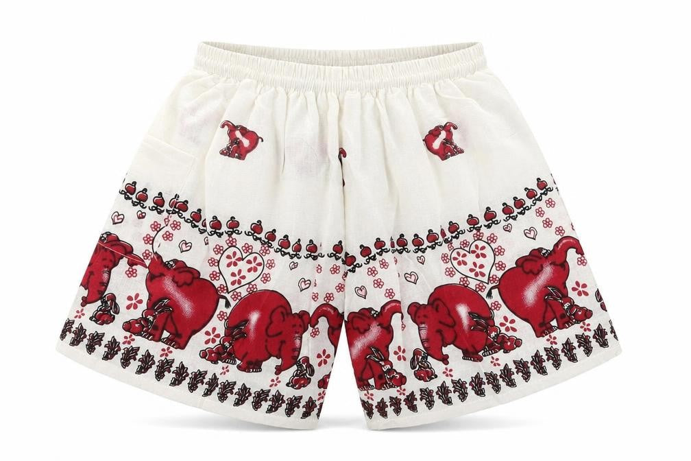 Front view of Preworn boys’ white animal print cargo shorts, size 3-4, years