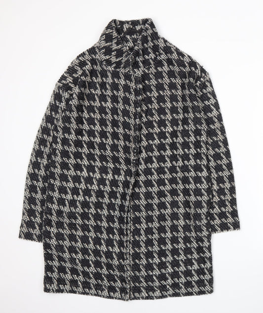 Preworn Womens Black Houndstooth  Jacket Coatigan Size 6