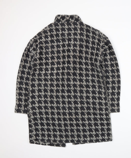 Preworn Womens Black Houndstooth  Jacket Coatigan Size 6