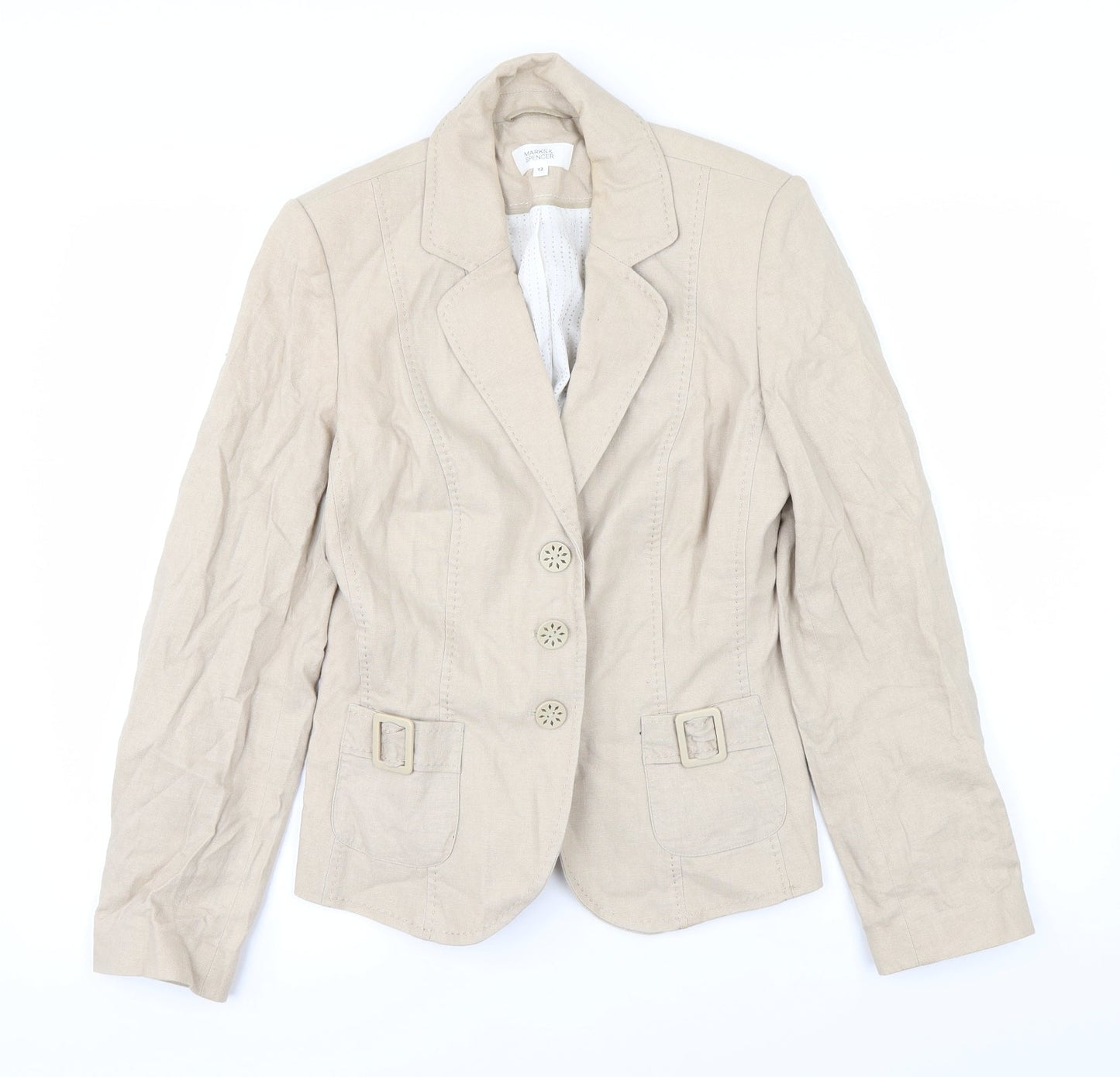 Marks and Spencer Womens White   Overcoat Coat Size 12